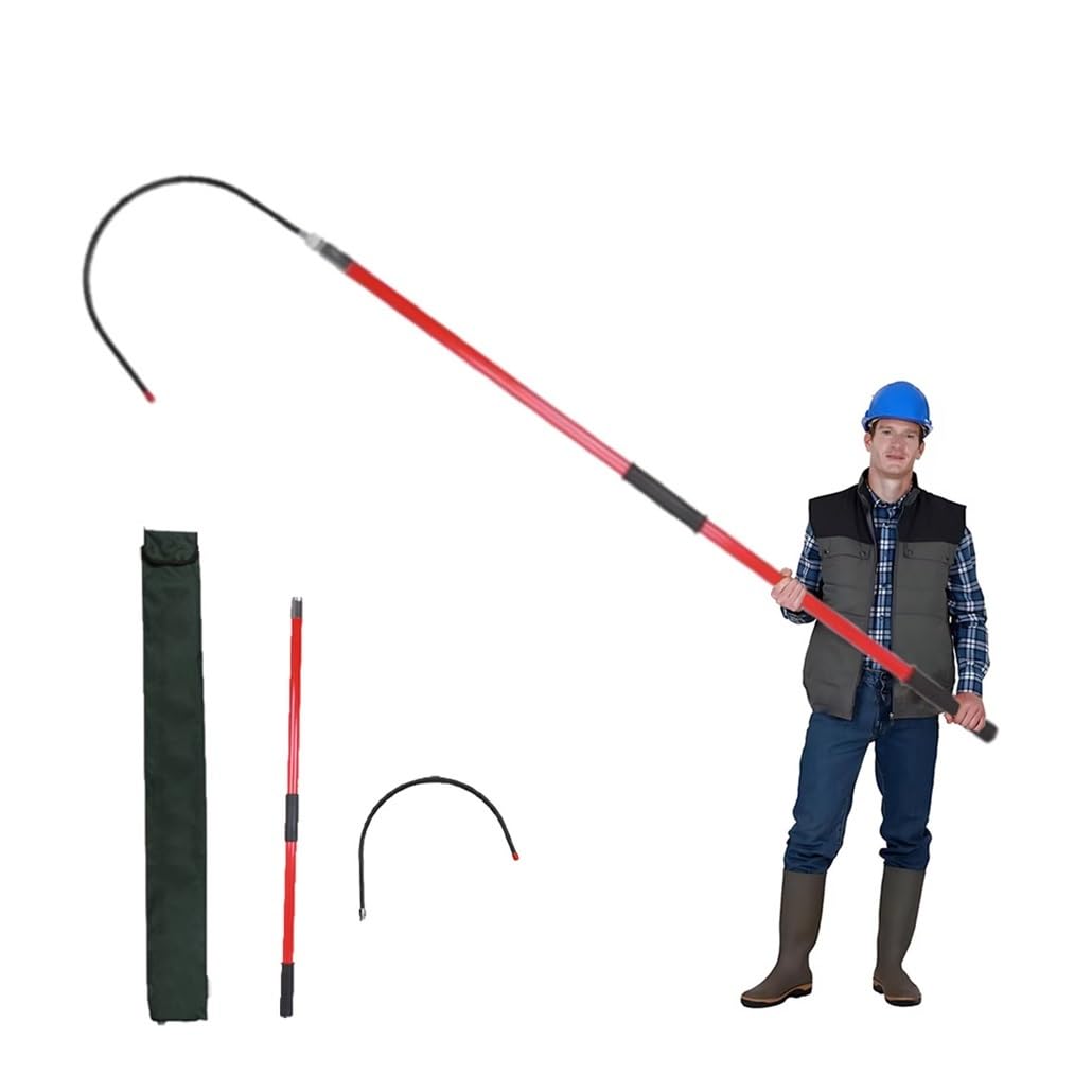 JKJZSALJ Fiberglass Electrical Rescue Hook, 10-220 Kv Factory Hotstick With Non-Slip Handle, 3.3-9.8' Reach And 18' Opening, Supports 220 Lbs,Red,1.5m/4.9ft