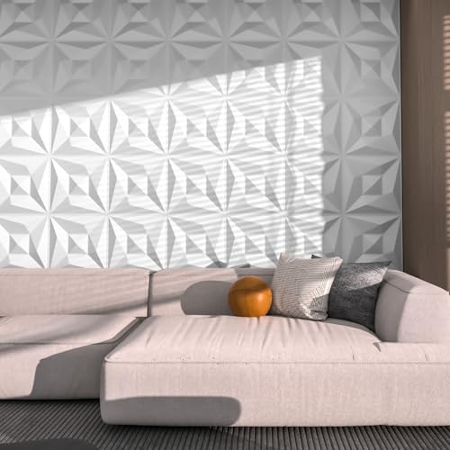 Paneles de pared 3D PVC: renueve paredes sin obras con azulejos blancos 3D 4