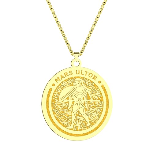 Colliers pour homme Mars ultor avec pendentif médaillon guerrier grec en chaîne