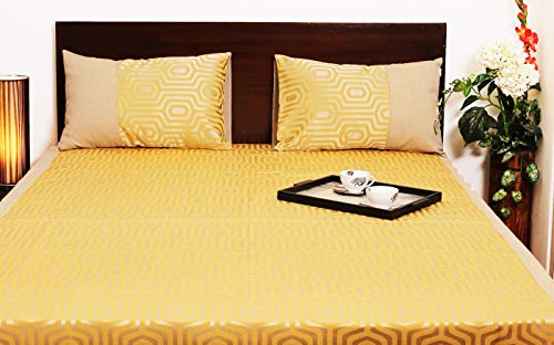 Image of Self-Design Double Jacquard with Chambray Cotton Bedcover (Double 90x102, Mustard)