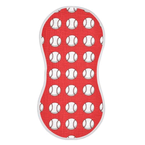 J JOYSAY Baseball Red Baby Burp Cloths for Boys Girls Large 22''x11'' Cotton 4 Layer Neutral Burp Clothes for Girl one sizex1