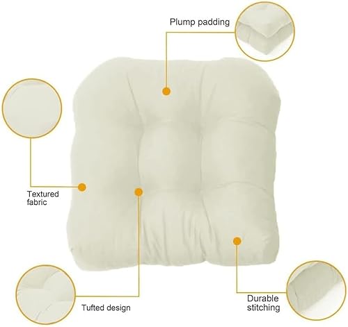 Miniatura 6 de Juego de 2 cojines de silla mecedora, 18.9 x 18.9 in, cojines en forma de U para asiento de silla de mimbre, cojín de asiento copetudo para patio,