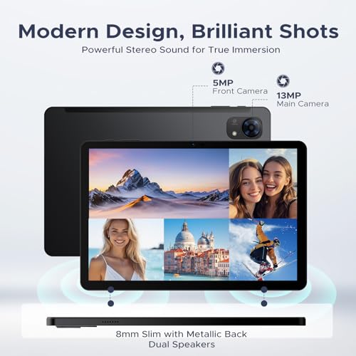 Image of P10 Pro Android 16 Tablet, 10 Inch Tablets with Gemini AI, 120Hz, 48GB RAM+128GB ROM /2TB, Octa-Core T7250, 8800mAh, 13MP+5MP, 3.5mm Jack, Face ID, GPS, 5G WiFi, OTG,Tablet with Keyboard Pen