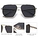 SOJOS Retro Oversized Square Polarized Sunglasses for Women Men Vintage Shades UV400 Classic Large Metal Sun Glasses SJ1161 with Gold/Grey Lens