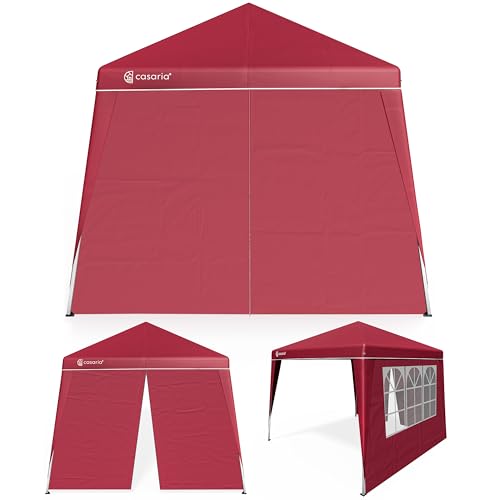 CASARIA® Pavillon Pop-Up 3x3m inkl. 2X Seitenteile Farbauswahl UV-Schutz 50+ inkl. Tasche wasserdicht faltbar Faltpavillon Zelt Festival Capri Rot