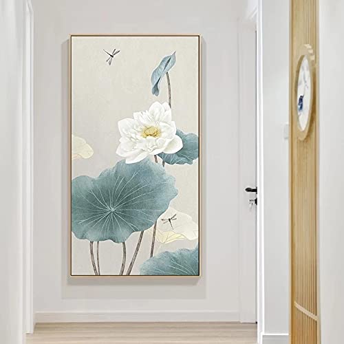 Cuadros de lienzo florales chinos modernos de 60x120cm para pasillo 2