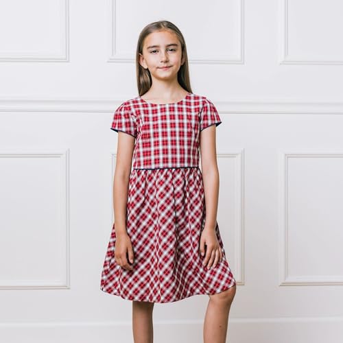 Hope & Henry Girls' Short Sleeve Special Occasion Peter Pan Collar Dress4