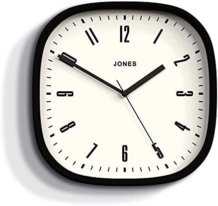 Jones Clocks® Square Retro Wall Clock, The Marvel Clock with Large Square Case 30cm Perfect as a Kitchen Clock, Living Room Wall Clock or Office Clock