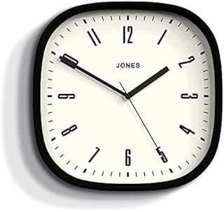 Jones Clocks® Square Retro Wall Clock, The Marvel Clock with Large Square Case 30cm Perfect as a Kitchen Clock, Living Room Wall Clock or Office Clock