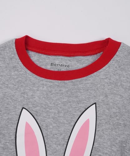 Benaive Boys Easter Pajamas Kids Bunny Easter Pjs Long Sleeves Set 100% Cotton Novelty Boys Sleepwear 2 Pieces Size 2T - image 3