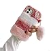 Produktbild Shinyzone Kompatibel mit Xiaomi Mi 11 Plüsch Hülle mit Haarball,Mädchen Frauen Pelzig Flauschige Warme Faux Hasenhaar Fell Weiche Kaninchen Pelz TPU Schutzhülle mit Kristall Diamant,Pink und Weiß