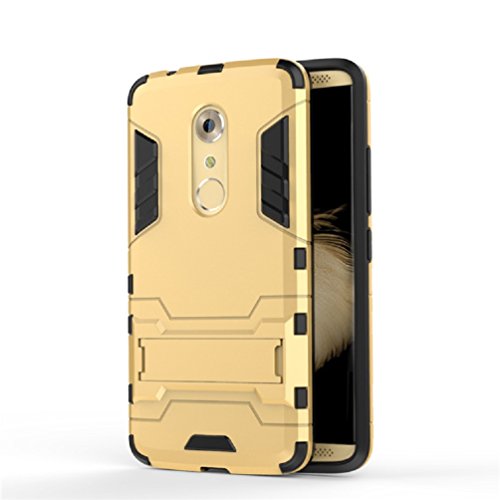 Bllosem ZTE Axon 7 Case Hybrid Dual Layer PC+TPU Full Body Shock Resistant Armour with Kickstand Function Case for ZTE Axon 7 Gold