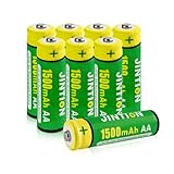 JINTION 充電式単三電池 NiMH 1500mAh 1.2v ダブルAバッテリー 単3電池 リモコン、キーボード、マウス、ソーラーライト用、8個パック