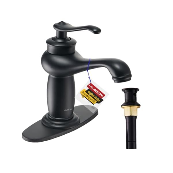   Vintage-Brass-Bathroom-Faucets-5-Minutes-Installation-Antique-Single-Hole-Sink-Faucet-Easy-to-Handle-for-BathroomVanityRv-669-Inch-Faucet-Height-236-Oz-Weight-Matte-Black