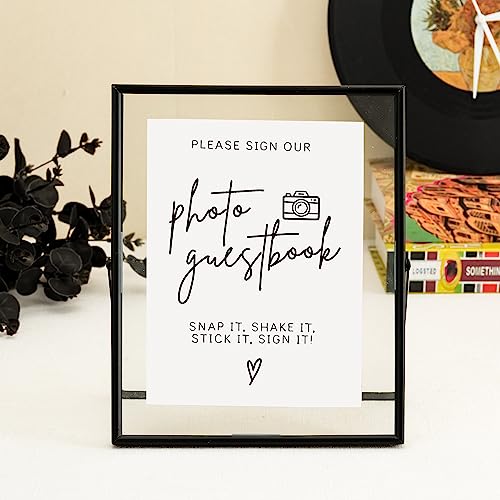 Image of Calculs 5-Pack Photo Guest Book Sign, 8x10 Black Floating Picture Frame | Double glass metal frame, fits 6x8 insert, photo guest book station, reusable tabletop frame for signs and photos
