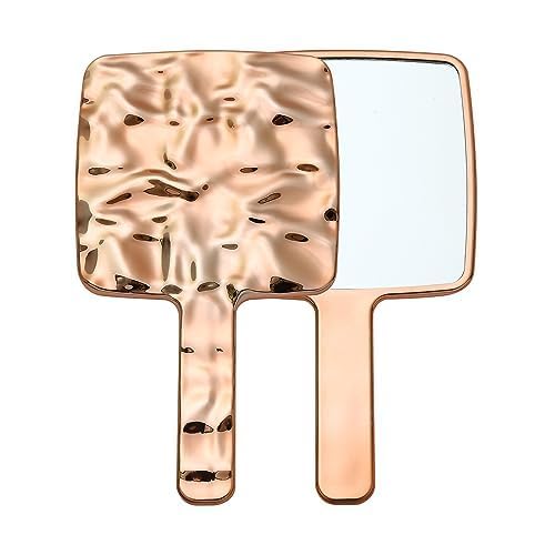 BANIRA Hand Mirror with Handle Cosmetic Mirror Portable Cosmetic Mirror Makeup Mirror Multipurpose Mirror Square for Handheld, Home and Travel Use for Women (Rose Gold)-image-17