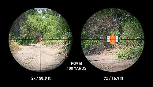 Monstrum 2-7X32 Rifle Scope With Rangefinder Reticle And Medium Profile Scope Rings | Black #TOP5