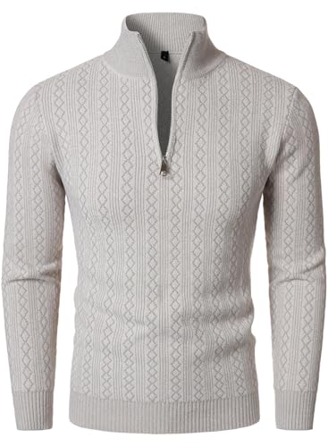 HOOD CREW Mens Zip Jumpers Long Sleeve Warm Sweater Soft Cozy Knitwear Pullover for Men - Image 4