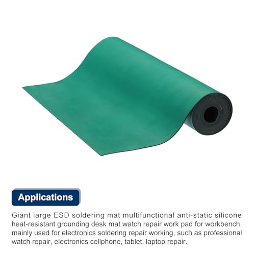 Image of MECCANIXITY 118 inch x 18 inch Extra Large ESD Silicone Soldering Mat High Temperature Anti Static Workbench Grounding Desk Pad for Electronics Repair, 0.08 inch