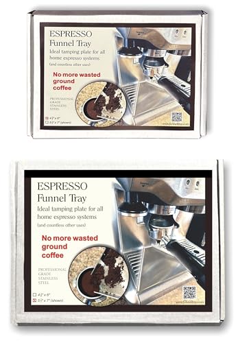 Image of Espresso Funnel Tray and Tamper Plate (Large). Eliminate coffee waste and mess. For Breville, De'Longhi, Gevi, Cafe Bellisimo, and all other home espresso systems.