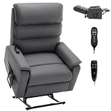 Dual Motor Power Lift Recliner Chair with Lay Flat Full Body Vibration Lumbar Heating Electric Recliner Chair for Elderly Living Room Bedroom(Gray)