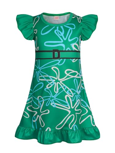HenzWorld Litle - Disfraz de disgusto para niñas, manga con vuelo, disfraz de 2 repugnantes, regalo de cumpleaños, Navidad, juego de rol, color verde, talla 4T, 5T, 4-5 años