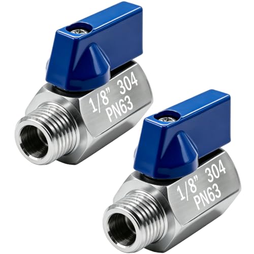 Image of Beduan 1 /8 NPT Mini Ball Valve 304 Stainless Steel Female x Male NPT Thread Shut-Off Valve(Pack of 2)