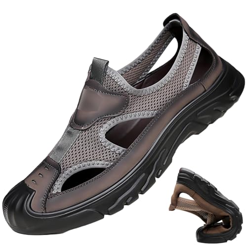 Sandalias transpirables de verano para hombre con punta cerrada y malla ligera para exteriores