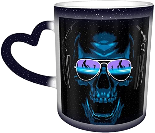 KEROTA Tasse à café en forme de tête de mort sensible à la chaleur avec changement de couleur dans le ciel - Cadeau personnalisé - Bleu Cover