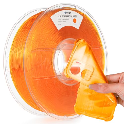 Image of AMOLEN 95A TPU 3D Printer Filament 1.75mm, High Hardness & Resilience TPU Transparent Orange Filament, 1KG Flexible 3D Filament, Dimensional Accuracy + /- 0.02mm, Suitable for Most FDM 3D Printers