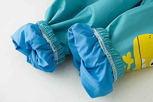 LZH Jungen Regenmantel Kinder Wasserdichte Mit Kapuze Mädchen, Jacke Hosen Anzug Lightweight 2 Stück Sets, Unisex Größe 110/3-4 Jahre, Blau