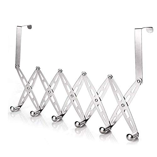 Preisvergleich Produktbild Türgarderobe mit 6 Haken, Edelstahl, verstellbar