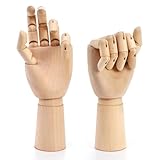 Tosnail 2 Pack 11.4" Wooden Hand Model, Artist Drawing Figure with Posable Fingers, Mannequin Left and Right Hands