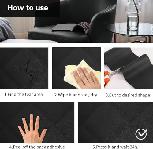 Image of QONETIC Self-Adhesive Leather Repair Patch 30x60cm, Waterproof and Durable for Sofa, Couch, Furniture, Car Seats, Handbags, Jackets Quick Fix Anti-Scratch Upholstery Tape (1, Multicolor)