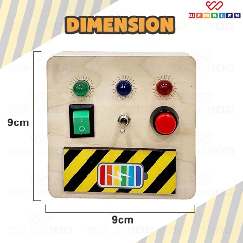 Image of Wembley Busy Board| Interactive & Engaging Game | Anti-Shock, Safe| Durable Wooden Busy Board with Smooth Edges| Battery-Operated with 3 Lights & Switches (3 Switches & Lights)