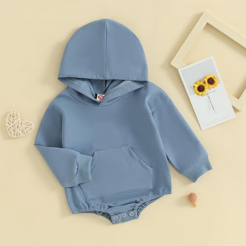 Newborn Baby Girl Boy Hoodie Romper Solid Long Sleeve Hooded Sweatshirt Bodysuit Infant Fall Clothes Outfit3