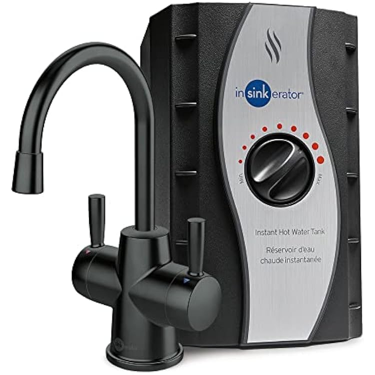 InSinkErator Stainless Steel Tank, HC250MBLK-SS HOT250 System, 2-Handle Drinking Faucet in Matte Black with 2/3-Gallon, Filter-Compatible Instant Hot/Cold Water Dispenser
