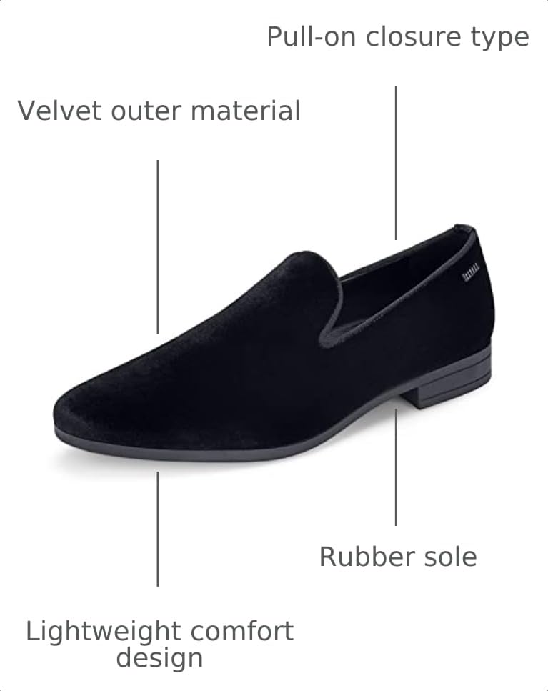 Image of UUBARIS Mens Velvet Loafers Slip-on Dress Shoes Fashion Style Driving Shoes Classic Tuxedo Shoes Casual Oxford Shoes