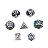 DollaTek 7 stuks DND spel, polyedrische D & D-dobbelstenen set van massief metaal met opbergtas en zinklegering met email voor rollenspel-Dungeons en draken (veelkleurig zwart)