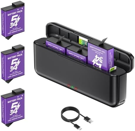 3 Pack 2250mAh Extreme Batteries with 3-Channel Universal Charger Hub for DJI OSMO 360 OSMO Action 6 Action 5 Pro Action 4 Action 3