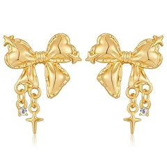 Gold sparkle bow earrings