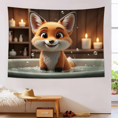 Arazzo renard mignon pour décorer une chambre d'enfant mansardée