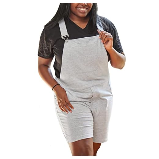 Swoveralls Swovie Shorts UPGRADED Unisex Sweatpants Bib Overalls Shorts for Men & Women, Light Heather Grey, X-Large, Max Comfort, Organic Cotton Blend