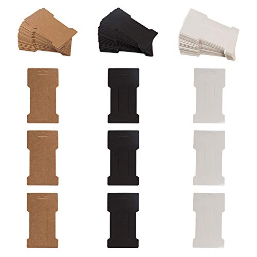 NBEADS 120 Pcs 6.65cmx11.5cm Hair Clip Display Cards, 3 Assorted Colors Rectangular Paper Cardboard Hair Bow Packaging Cards Kraft Paper Cards for Hair Barrettes Accessories Display and Organizing