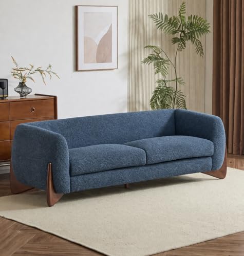 Image of Modern Classic 3 Seater Sofa Couch Fabric & Valvet Tufted Chesterfield Sofa Living Room and Office (3 Seater Blue Boucle) | Premium Material, Easy Maintenance, Spacious Seating