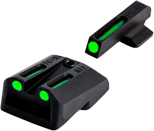 TRUGLO TFO Tritio y mira de pistola de fibra óptica Juego de mira nocturna delantera y trasera compacta duradera de alta visibilidad, compatible