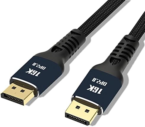 Angusplay Kabel DisplayPort 16K do DisplayPort 2.0 o długości 3/2/1/1,5 m, Ultra HD 4K/165 Hz 144 Hz 16K/60 Hz 10K/60 Hz 8K/60Hz szybki 80 Gb/s, nylonowy pleciony długi kabel DP 2.0, DP 2.0 1.4
