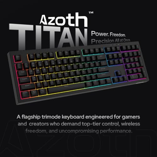 Image of AZOTH Titan Black 108 Keys Gaming Membrane Keyboard, RGB Backlit, Trimode 2.4G Wireless Bluetooth & Wired, Type C Detachable, 2000mAh Battery, Double Injection Keycaps, for PC Mac Laptop Desktop