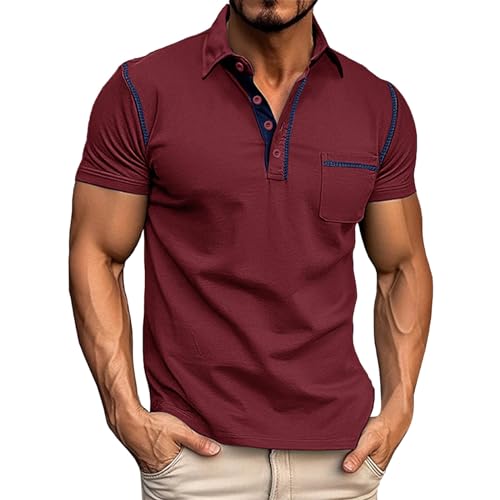 Camiseta manga corta hombre tallas grandes holgada que evita rozaduras con botones