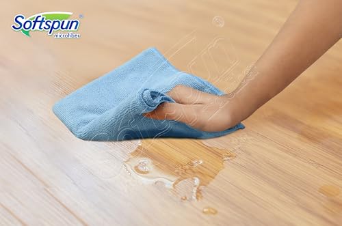 Image of SOFTSPUN Microfiber Cleaning Cloths, 5pcs 30x30cms 340GSM Sky Blue! Highly Absorbent, Lint and Streak Free, Multi -Purpose Wash Cloth for Kitchen, Car, Window, Stainless Steel, Silverware.